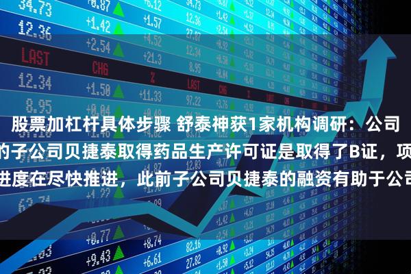 股票加杠杆具体步骤 舒泰神获1家机构调研：公司在2025年05月刚公告的子公司贝捷泰取得药品生产许可证是取得了B证，项目进度在尽快推进，此前子公司贝捷泰的融资有助于公司的长期经营发展（附调研问答）